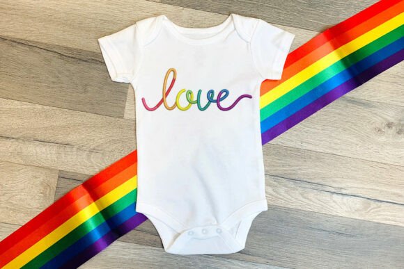 Download Cursive Rainbow Love Embroidery - Premium Resources