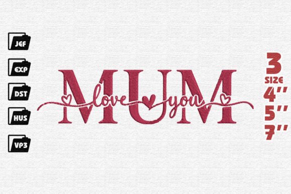 Download Love You Mum Embroidery - Love Collection