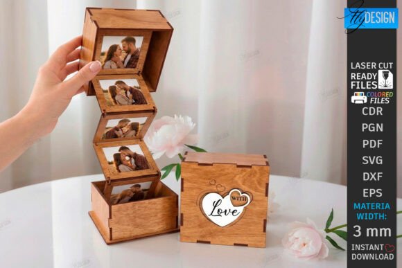 Download Wooden Love Photo Memory Box Laser Cut - Love Collection