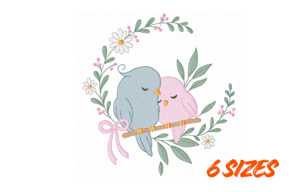 Download Love Birds Floral Embroidery Design - Love Collection