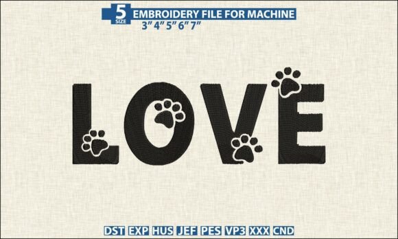 Download Love Paw Pattern DST PES Embroidery File - Love Collection