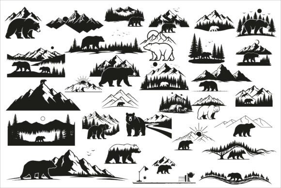 Download Beautiful Bear Forest Mountain Scene - Scene Collection