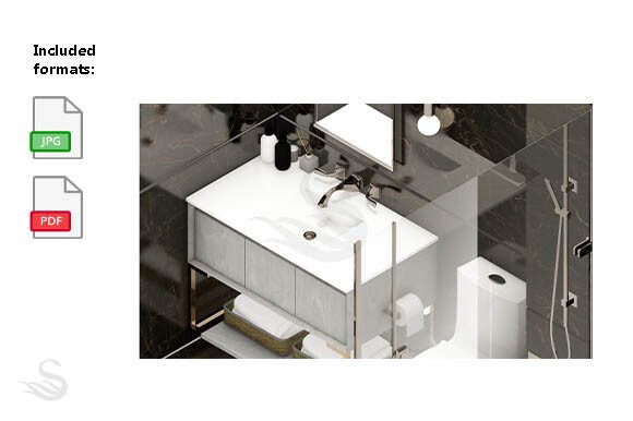 Download Black Powder Room Interior Perspective - Black Collection