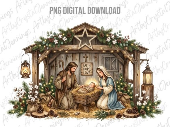 Download Rustic Christmas Nativity Scene PNG - Scene Collection