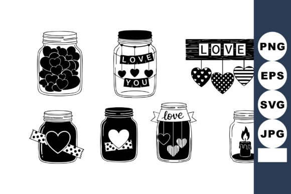 Download Love Heart Jars Romantic Design - Love Collection