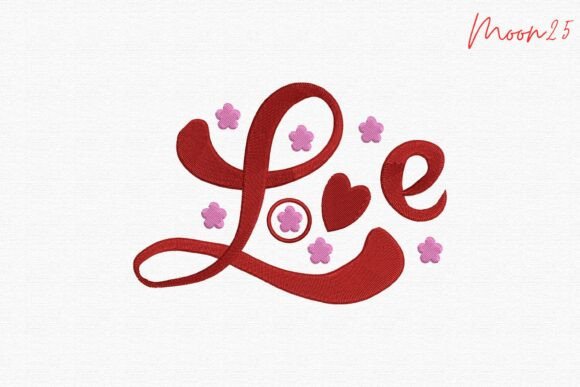 Download Love Script Heart Embroidery Design - Love Collection