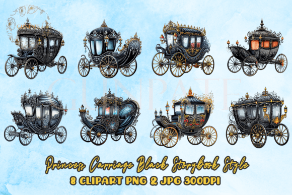 Download Princess Carriage Black Watercolor - Black Collection